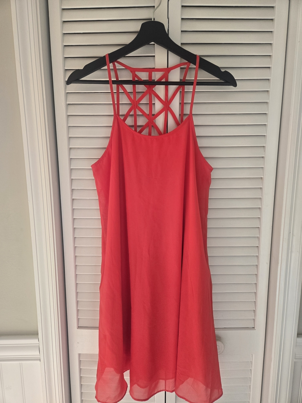 C Red Mini Dress with Lattice Strappy Back